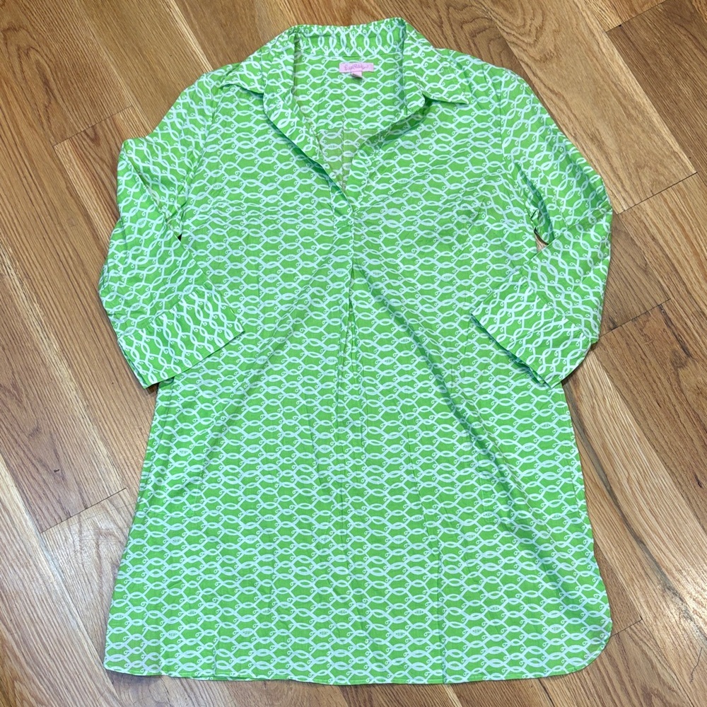 Lilly Pulitzer Green & White Printed Swim Coverup
